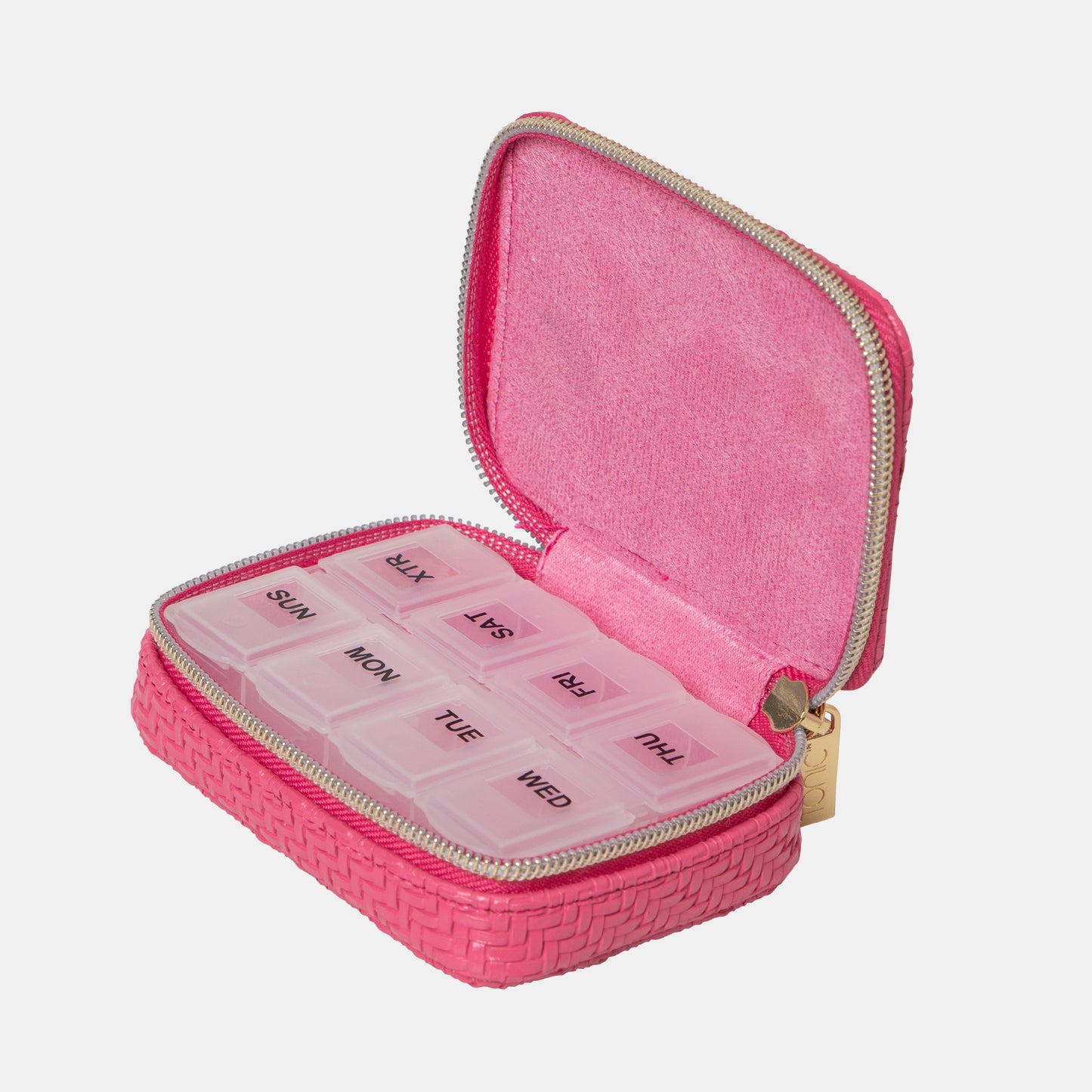 Pill Box - Herringbone Raspberry
