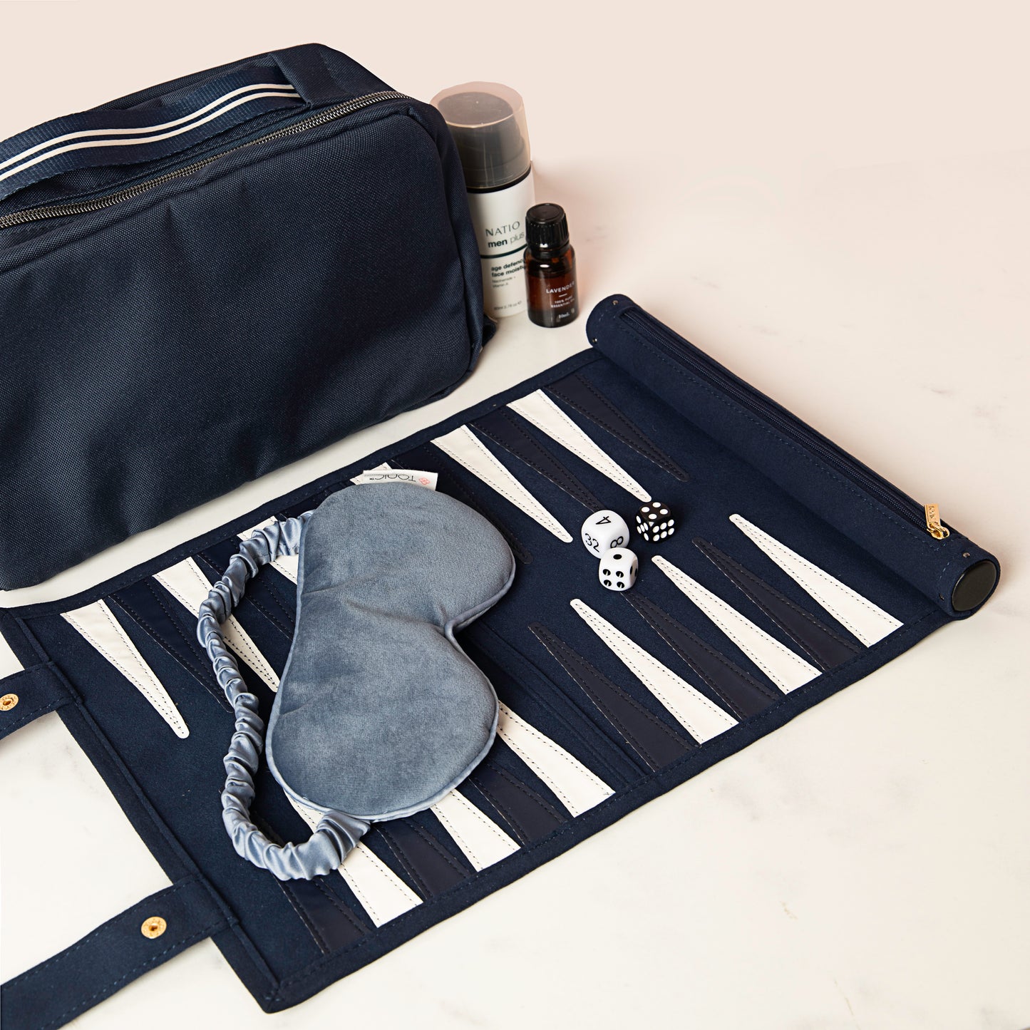 Navy Backgammon Travel Set