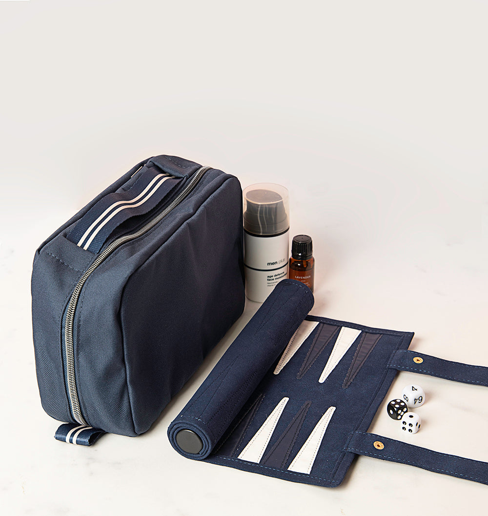 Navy Backgammon Travel Set