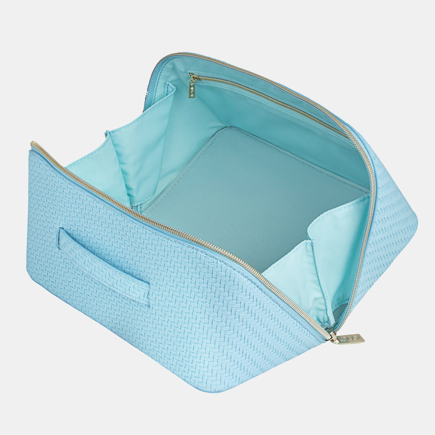 Large Beauty Bag - Herringbone Bluebell