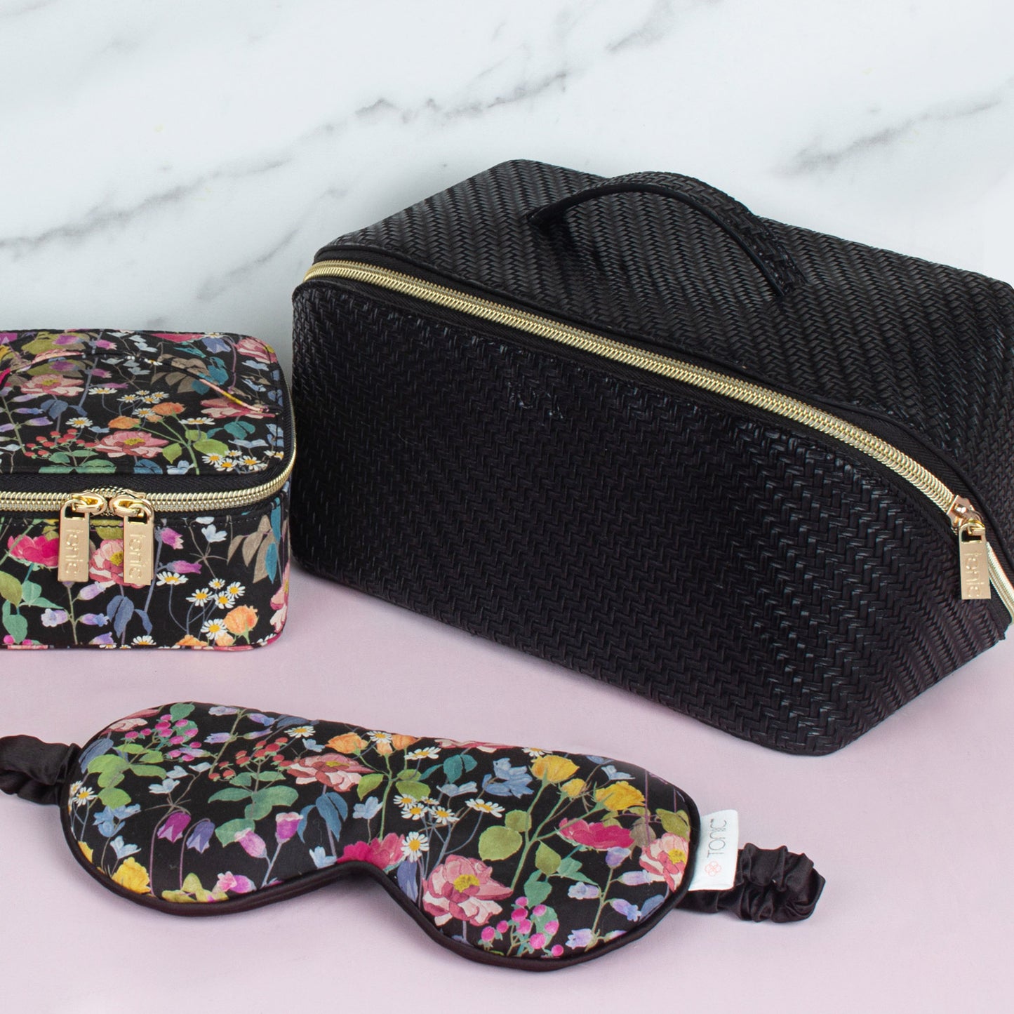 Large Beauty Bag - Herringbone Licorice