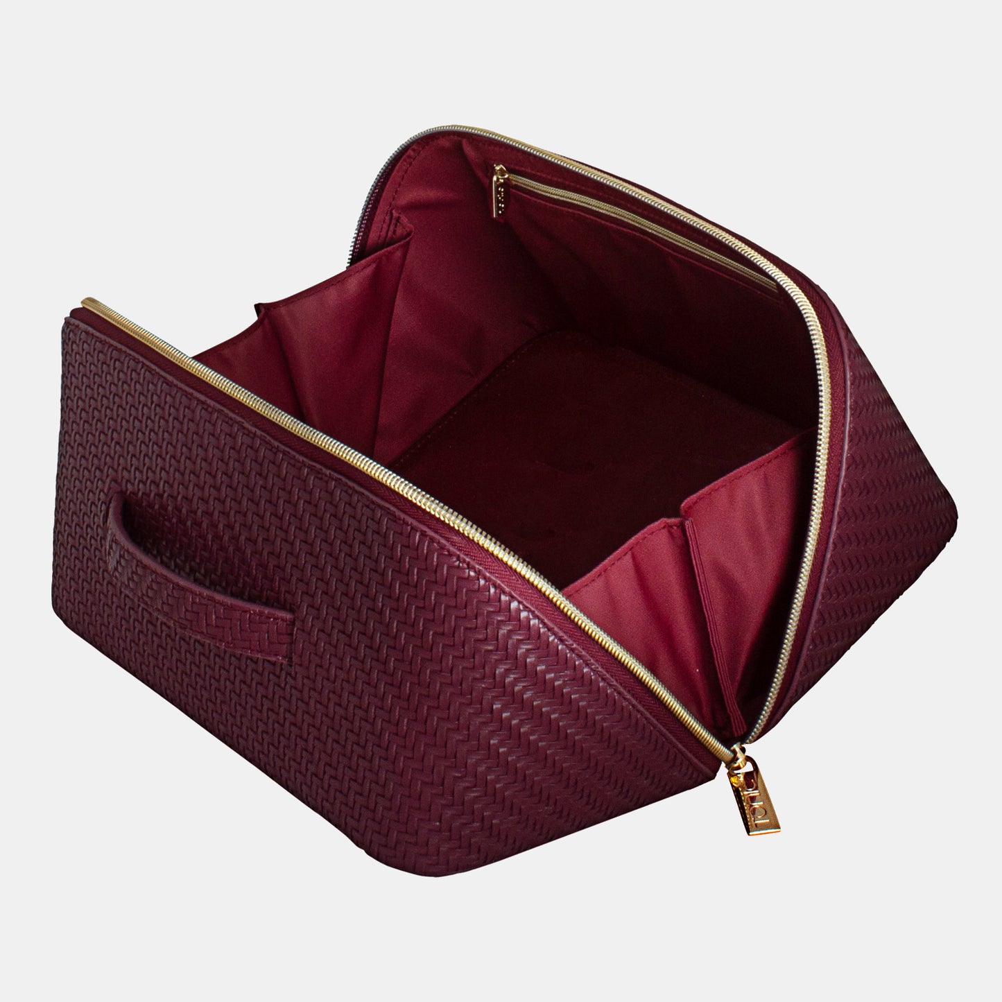 Large Beauty Bag - Herringbone Plum