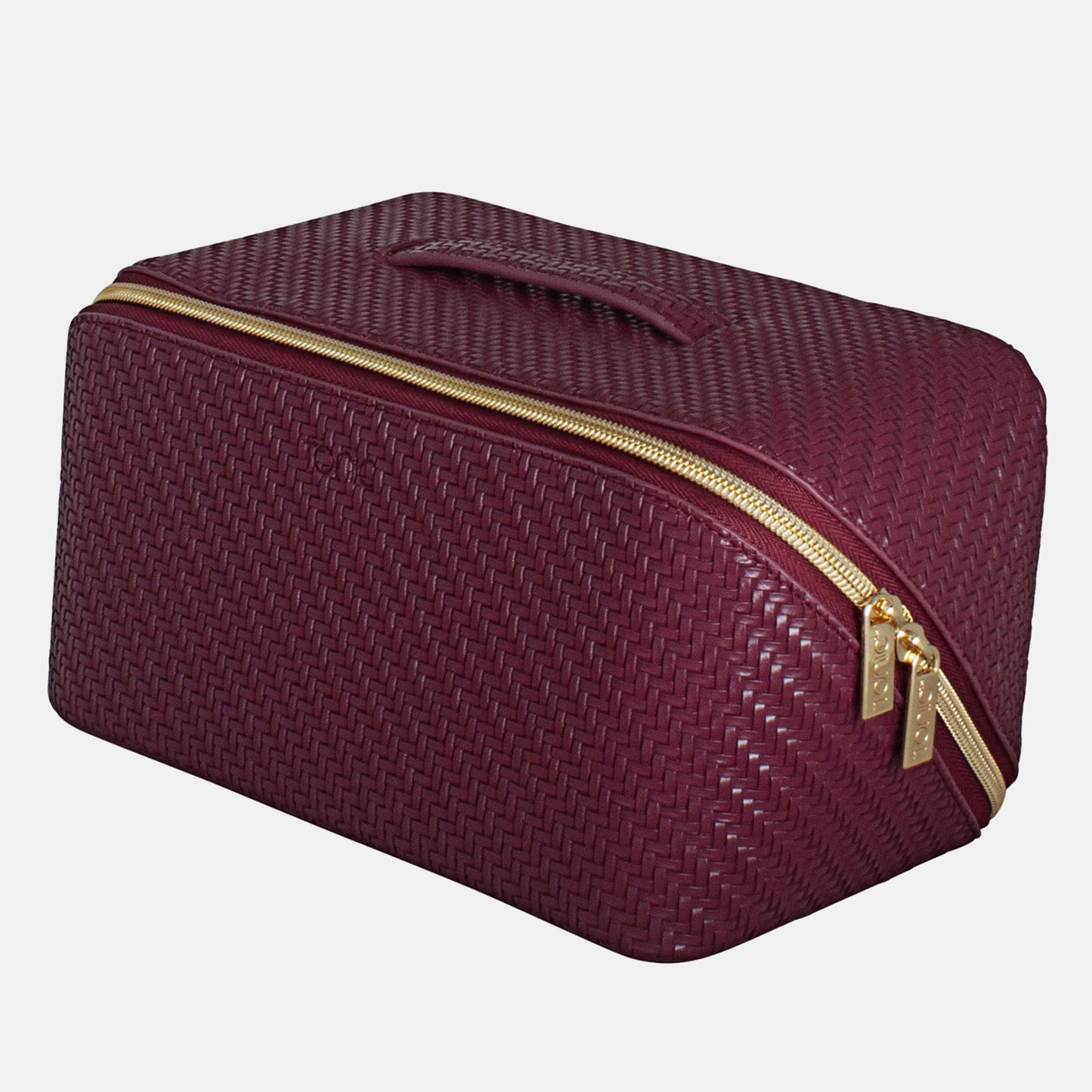 Large Beauty Bag - Herringbone Plum