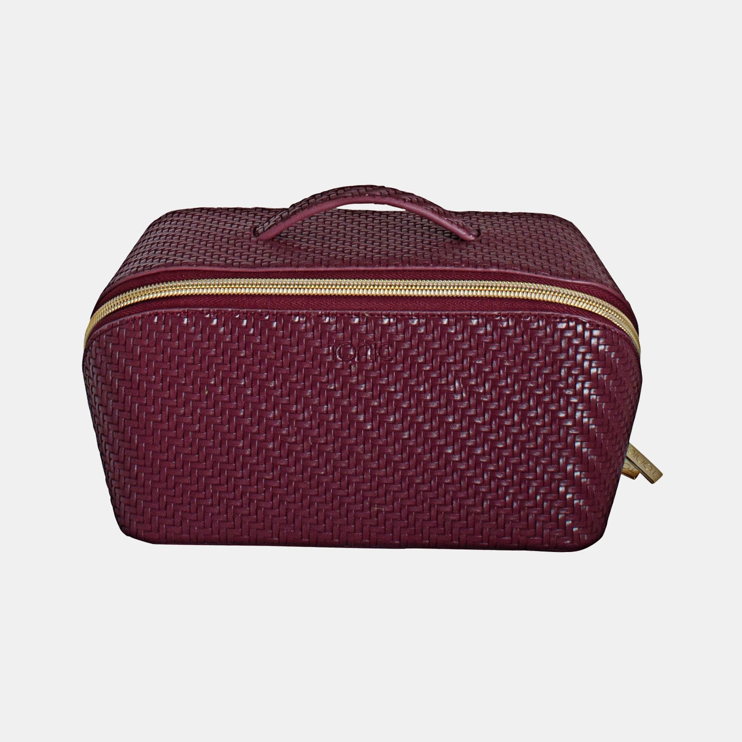 Medium Beauty Bag - Herringbone Plum