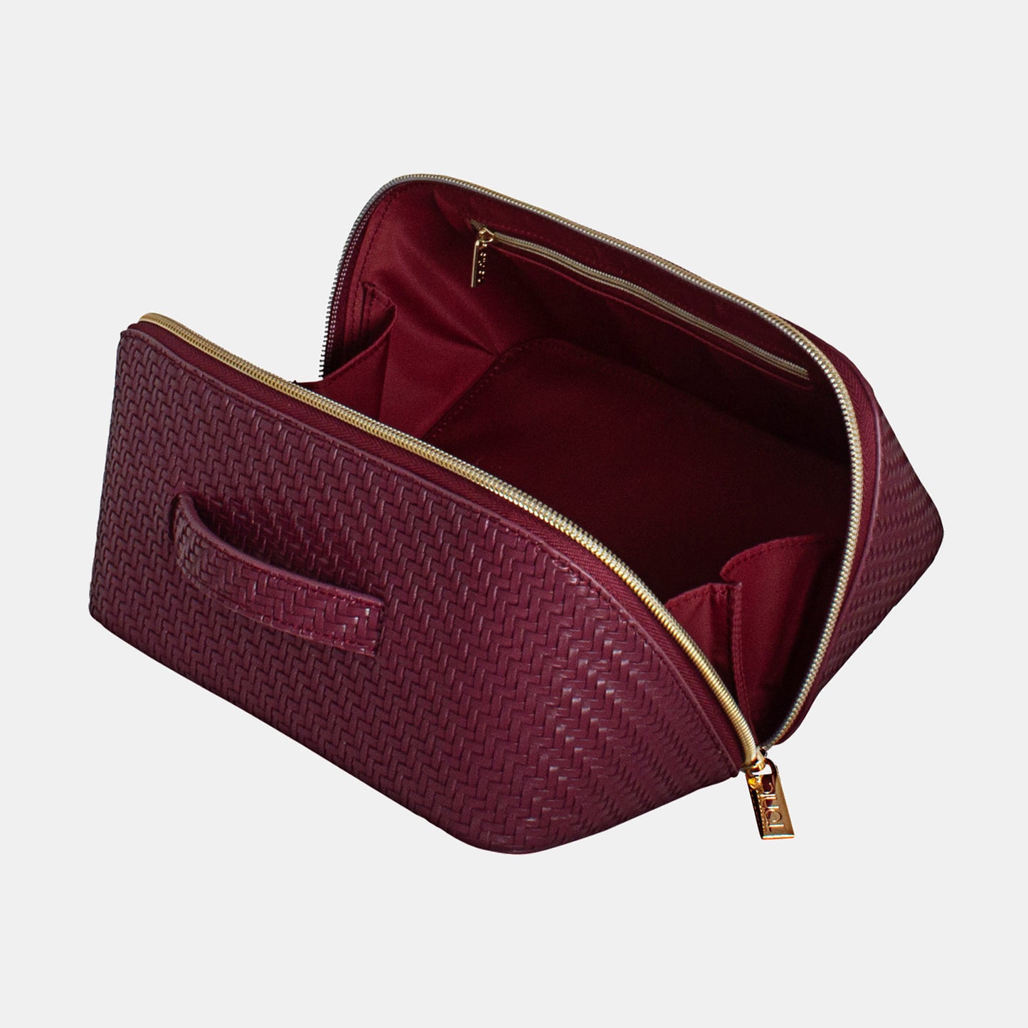 Medium Beauty Bag - Herringbone Plum