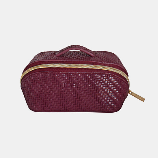 Small Beauty Bag - Herringbone Plum