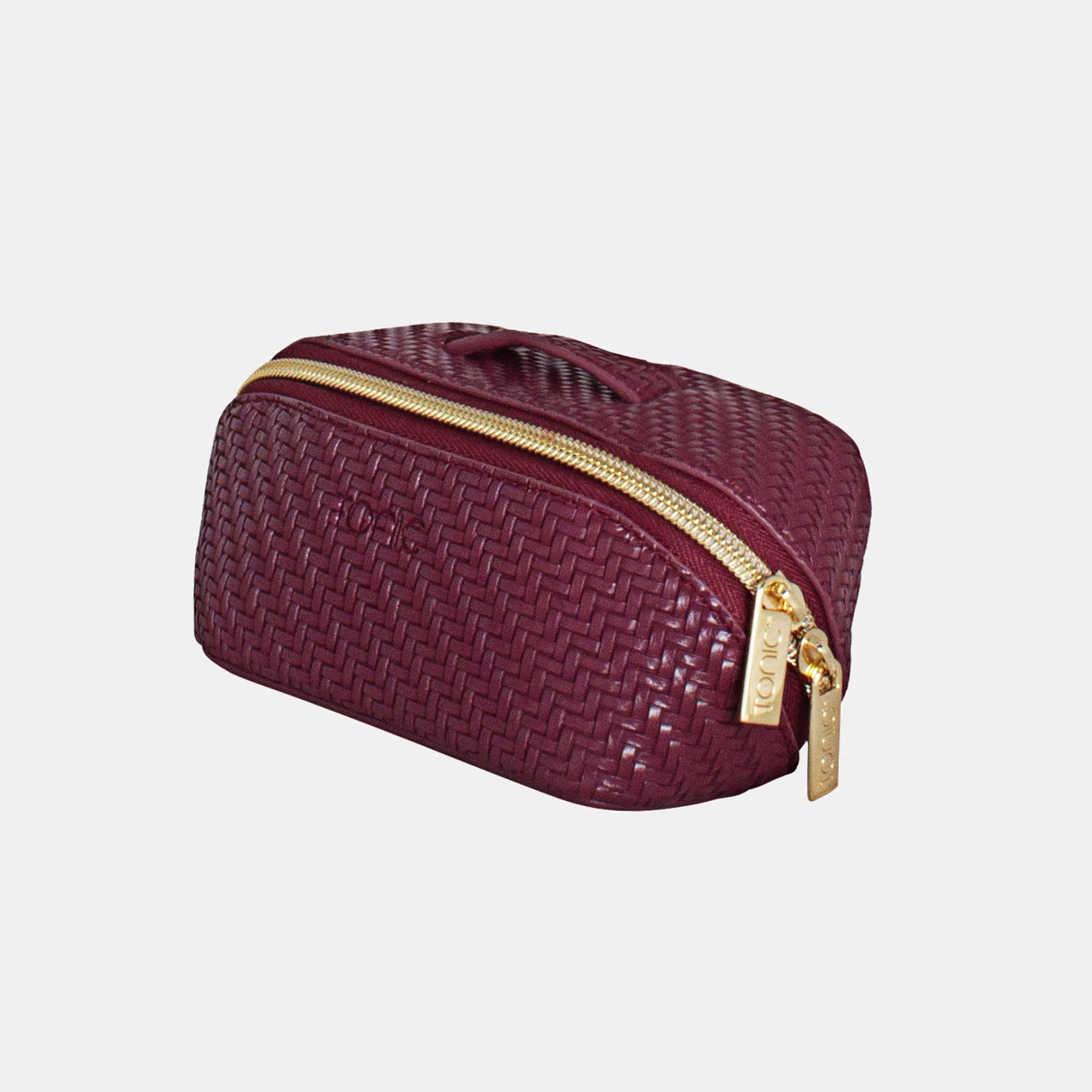 Small Beauty Bag - Herringbone Plum