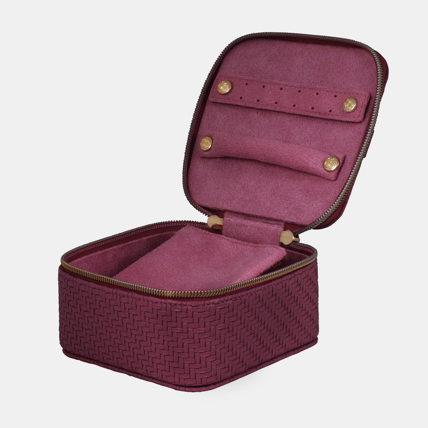 Jewellery Cube - Herringbone Plum