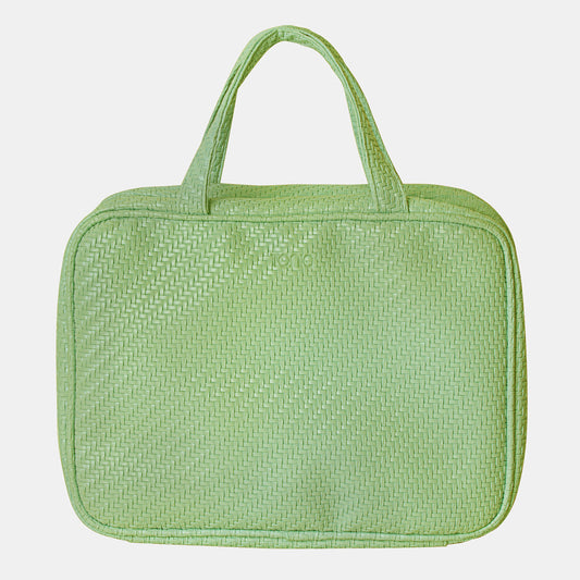 Hanging Cosmetic Bag - Herringbone Pistachio