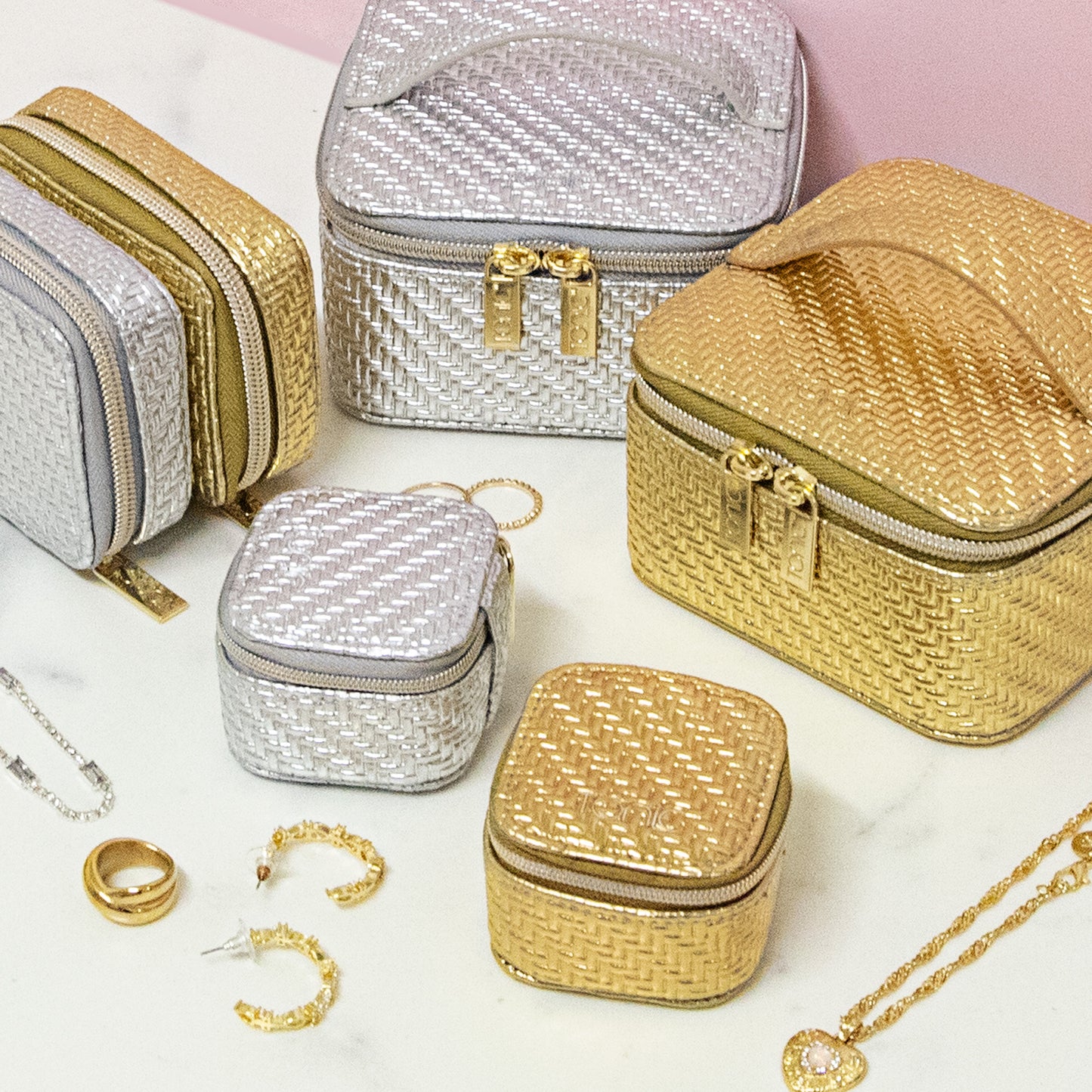 Jewellery Cube - Herringbone Gold