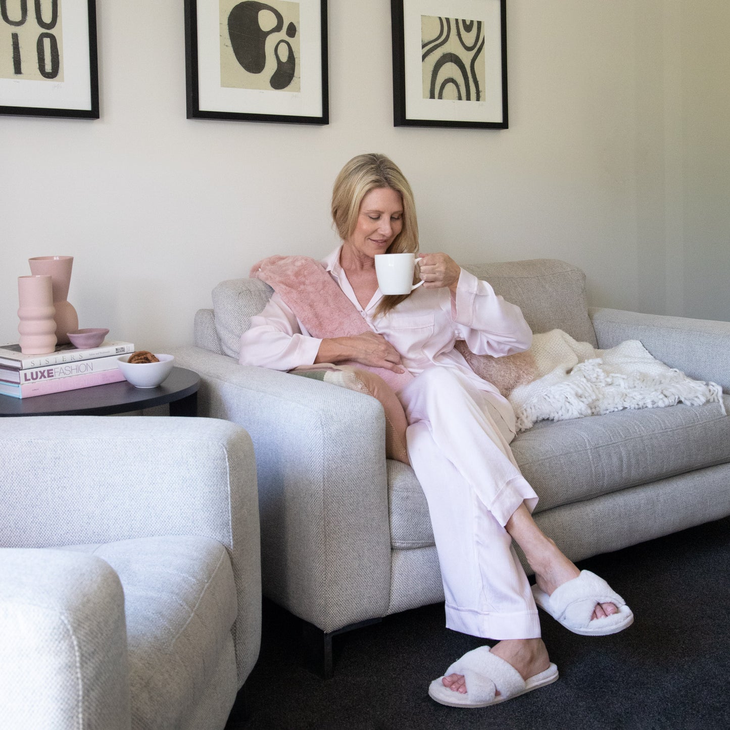 Long Hot Water Bottle - Deluxe Dusty Rose